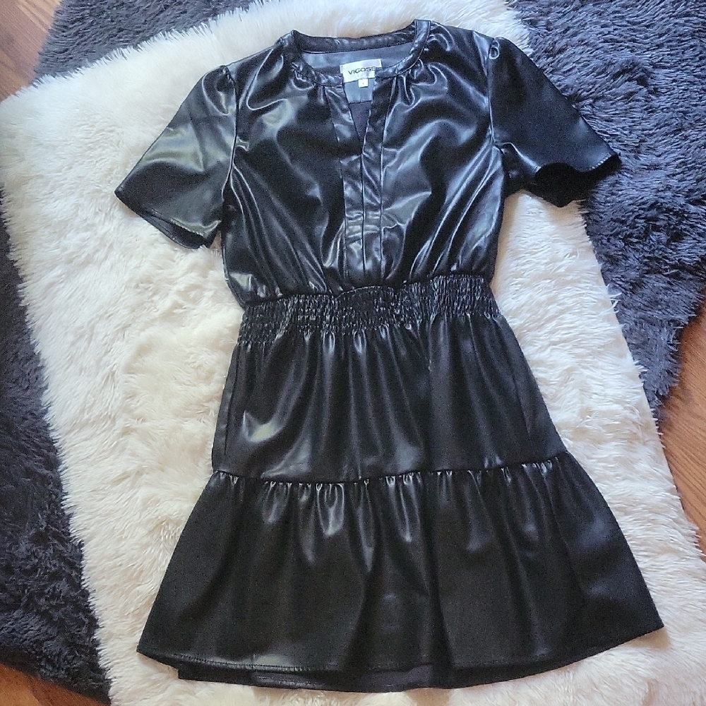 🐞New Vigoss Black Faux Leather Dress - Picture 4 of 4